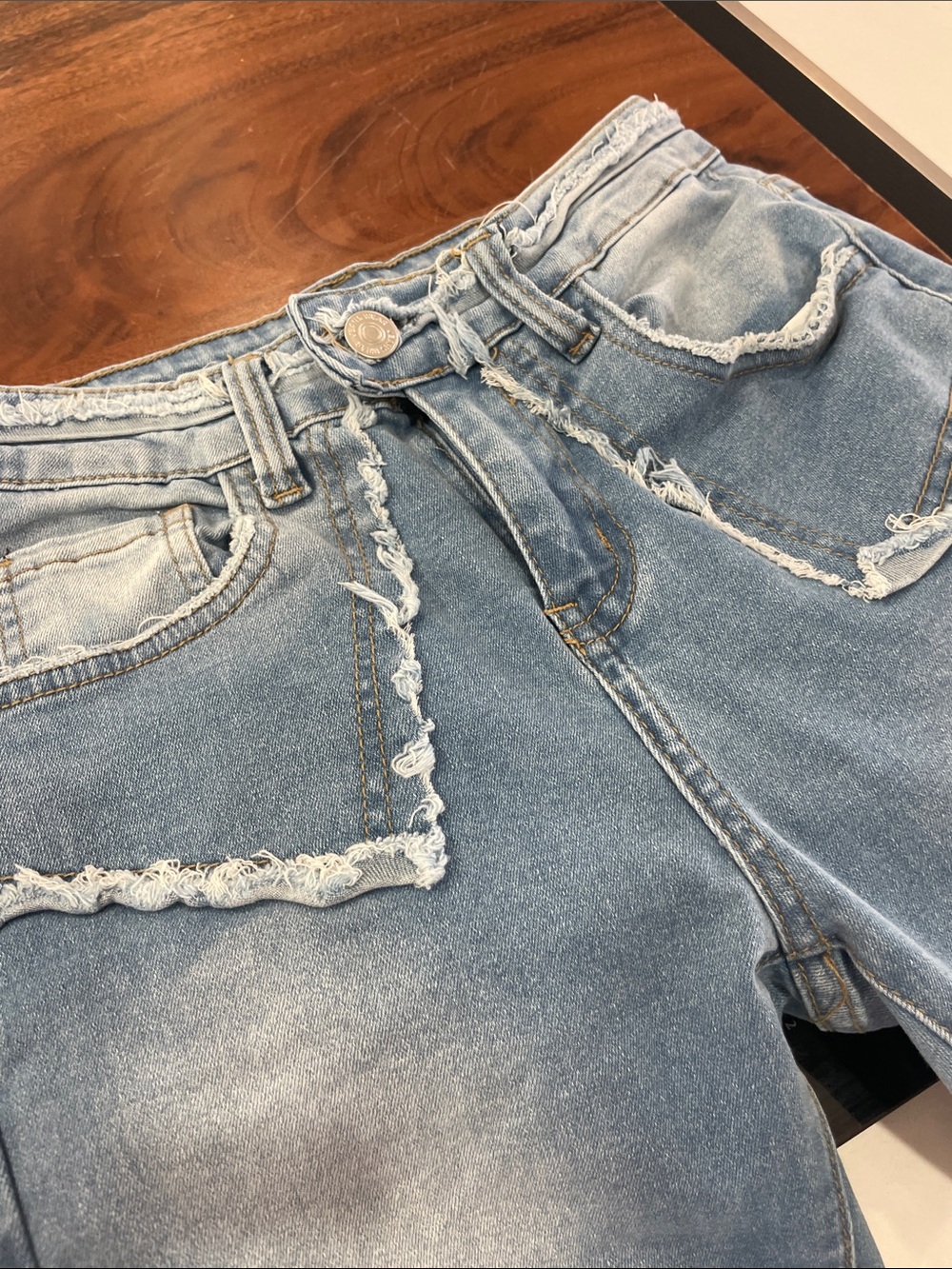 SHEIN Light Blue Distressed Flare Jeans - Picture 3 of 7
